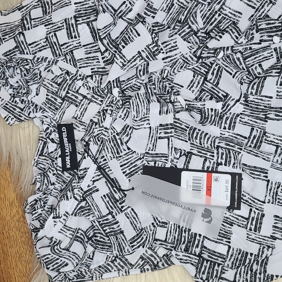 NWT Karl Lagerfeld tank blouse black & white XS - Picture 2 of 8